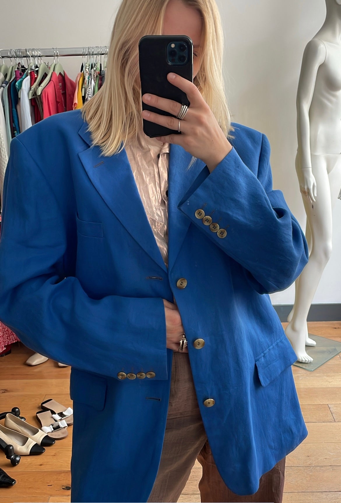 Christian Dior vintage blue linen blazer