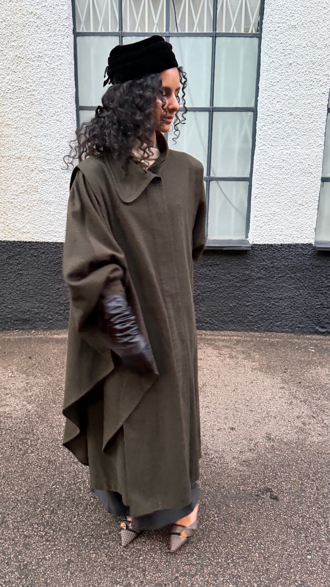 Austrian vintage batwing style wool coat cape