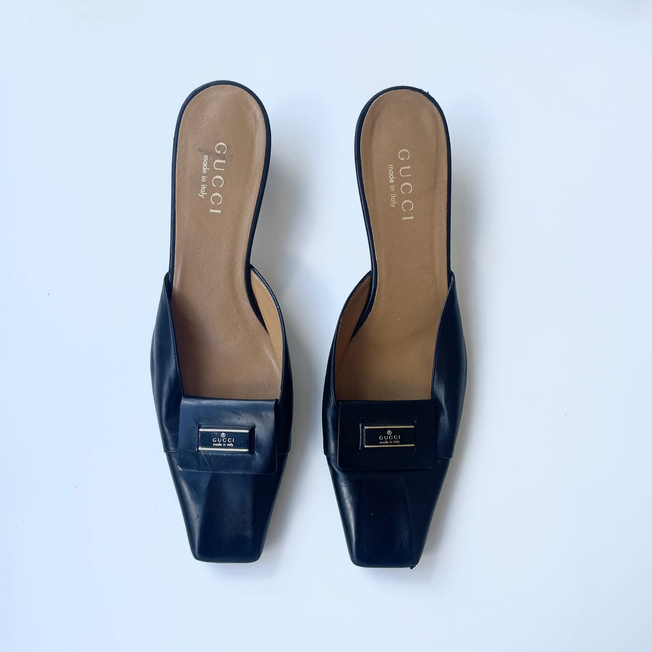 Gucci Tom Ford era black leather mules