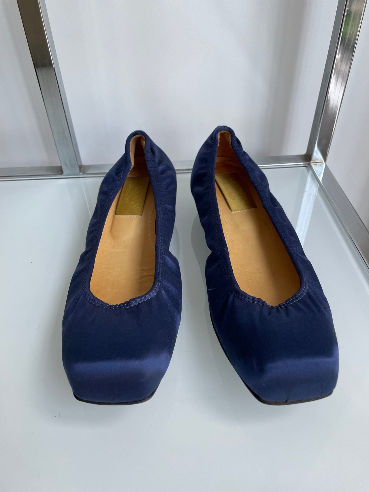 Lanvin pre-owned royal blue silk ballet flats