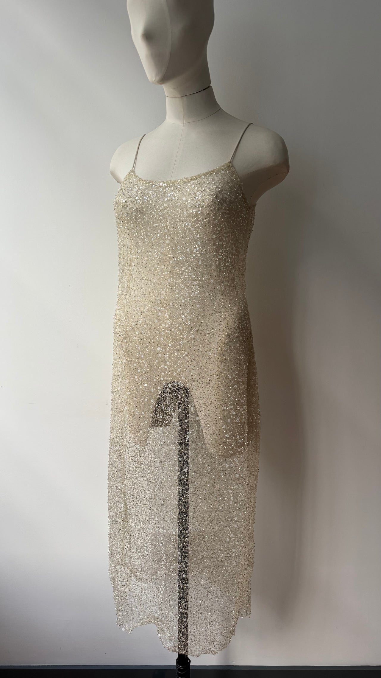 Sequin sheer layer strap dress