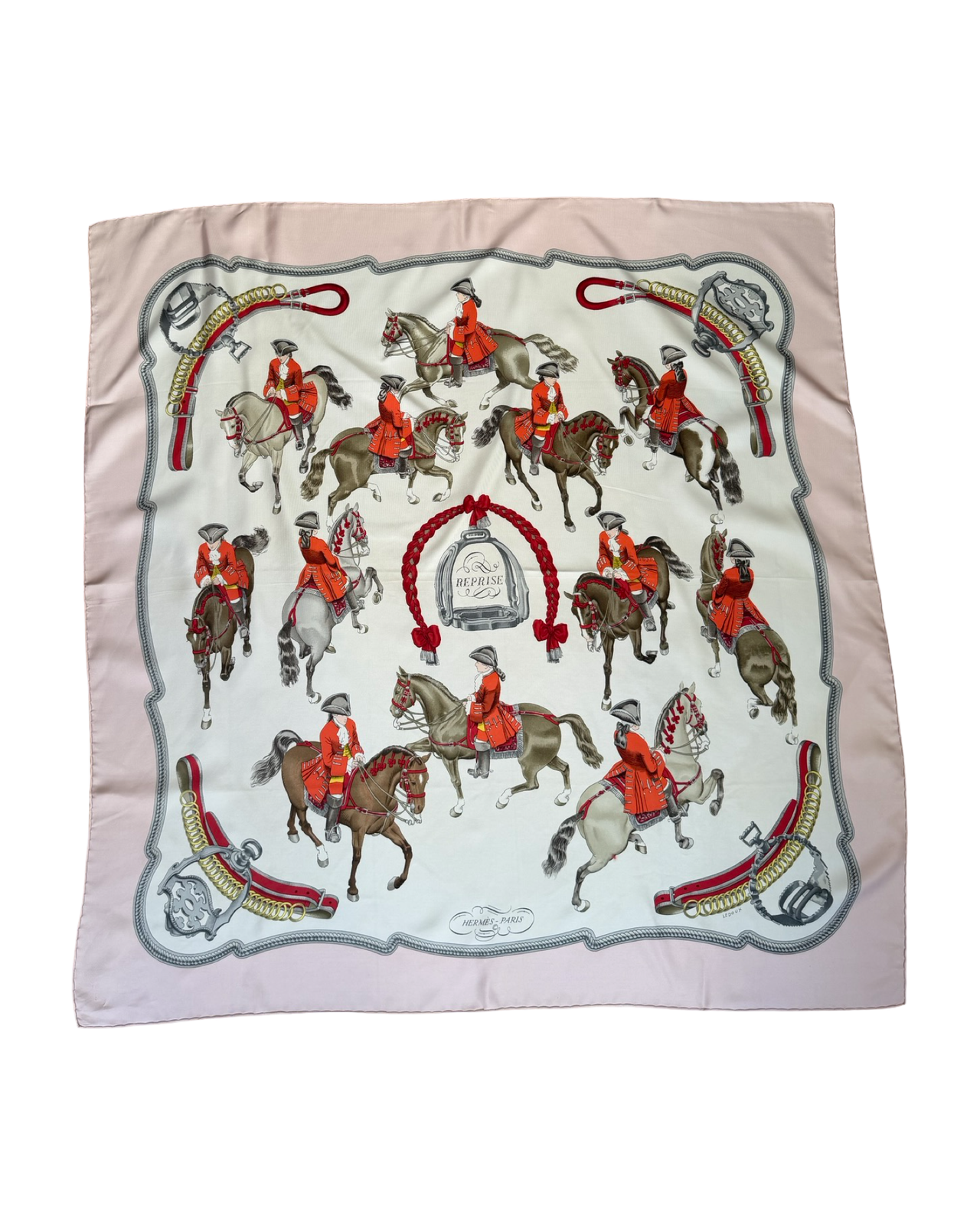 Hermès 1993 Reprise Carre 90 Philippe Ledoux equastrian silk scarf