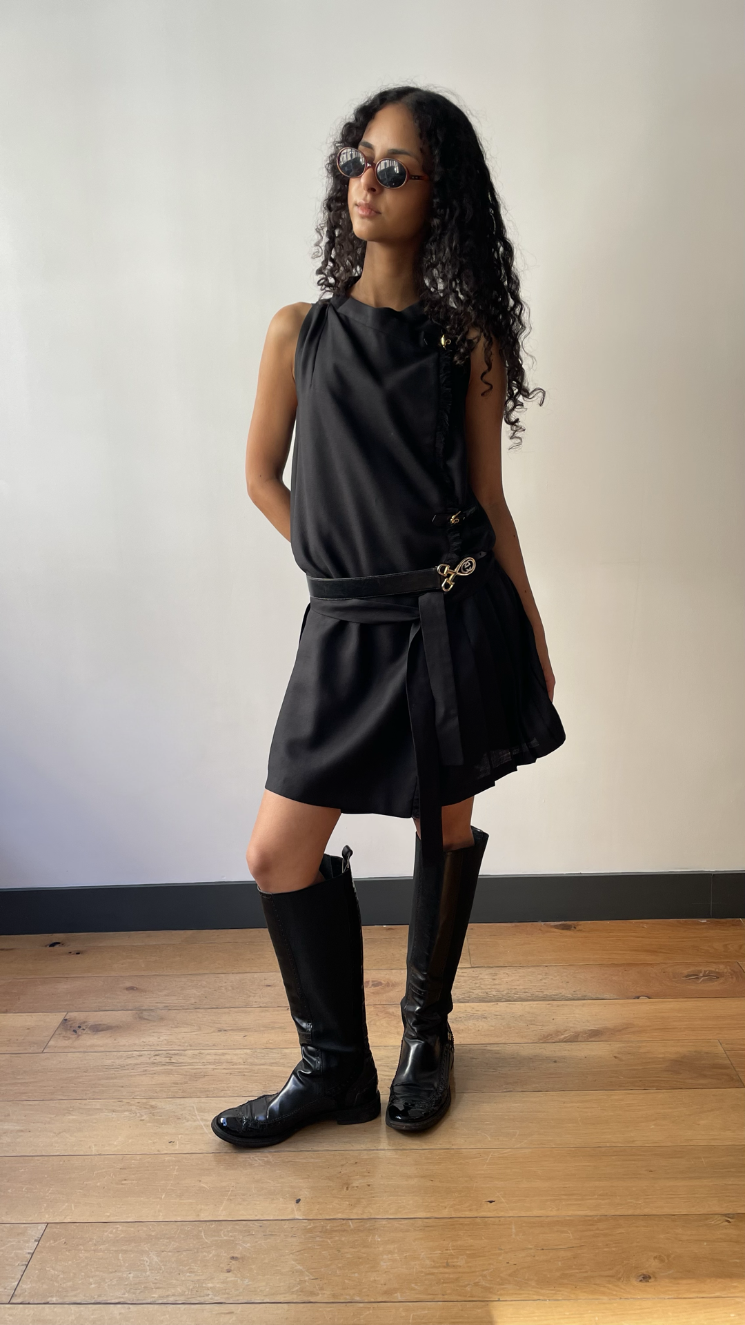 Gucci A/W 2008 black wool pinafore style dress 38IT