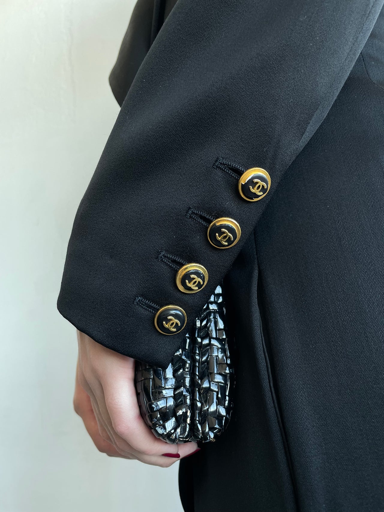 Chanel vintage 1990’s by Karl Lagerfeld black wool skirt suit XS