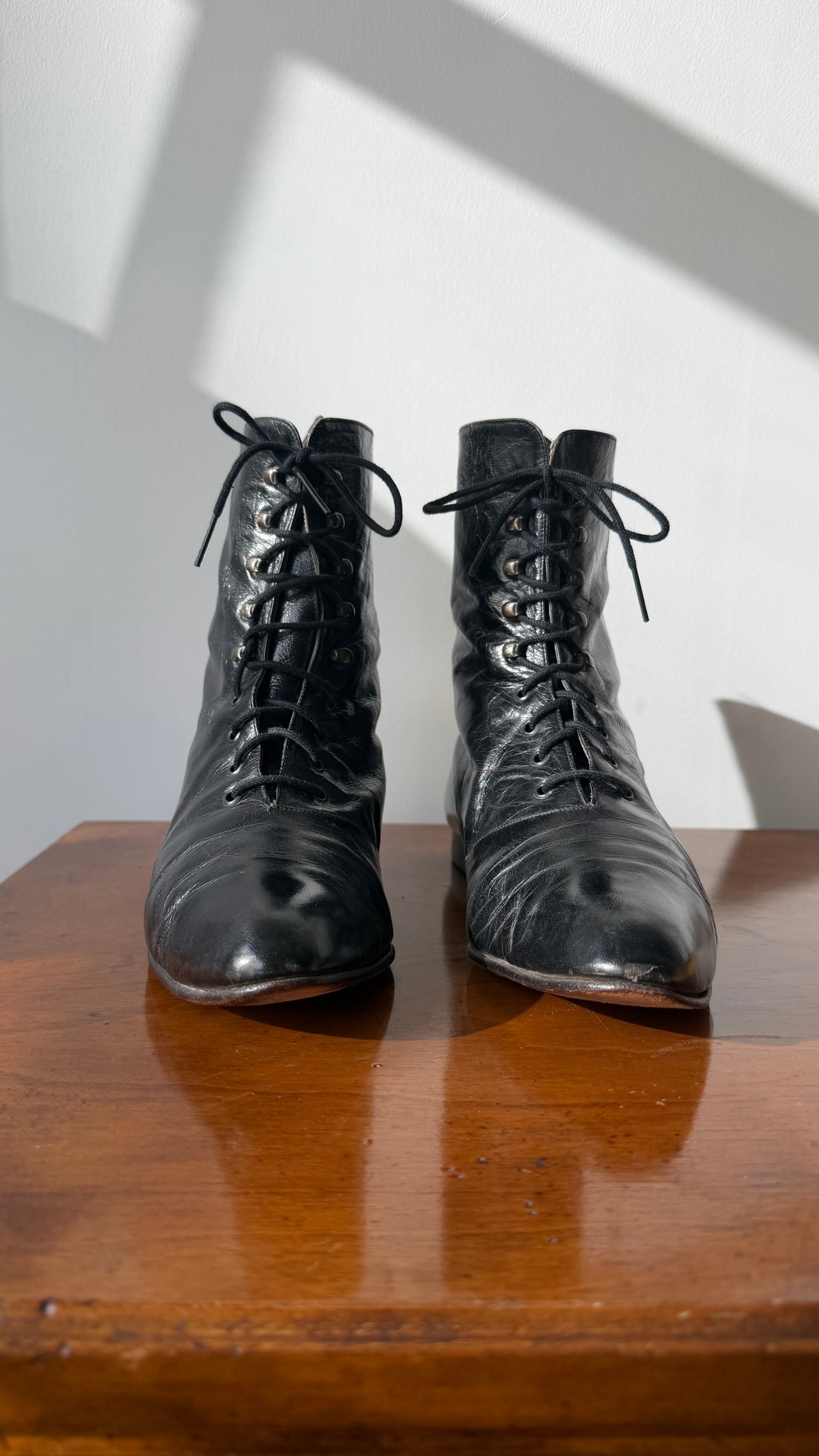 Manolo Blahnik vintage lace-up Victorian style leather boots 37.5