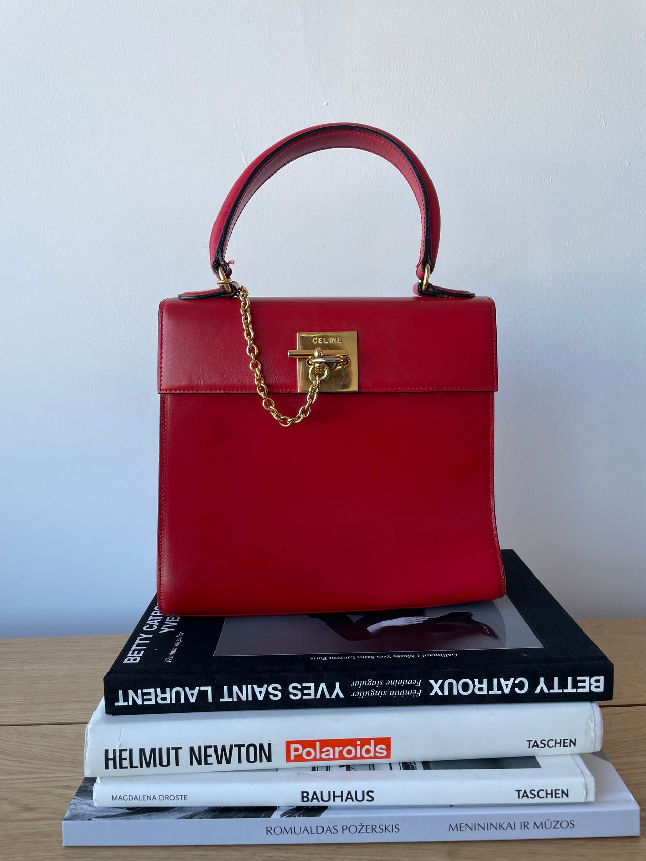 Celine vintage Top-Handle Bright Red Handbag