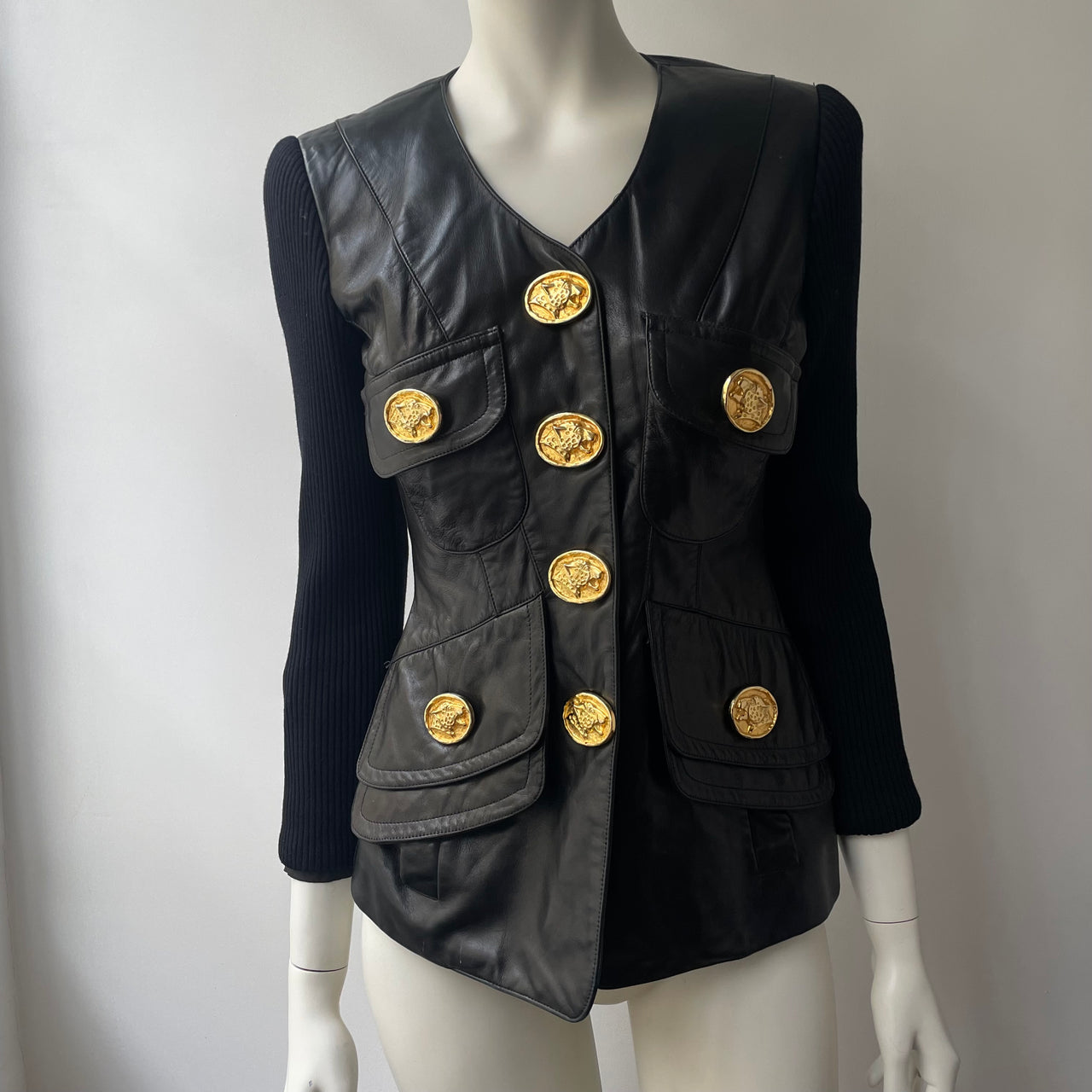 Gemma Kahng statement leather jacket cardigan