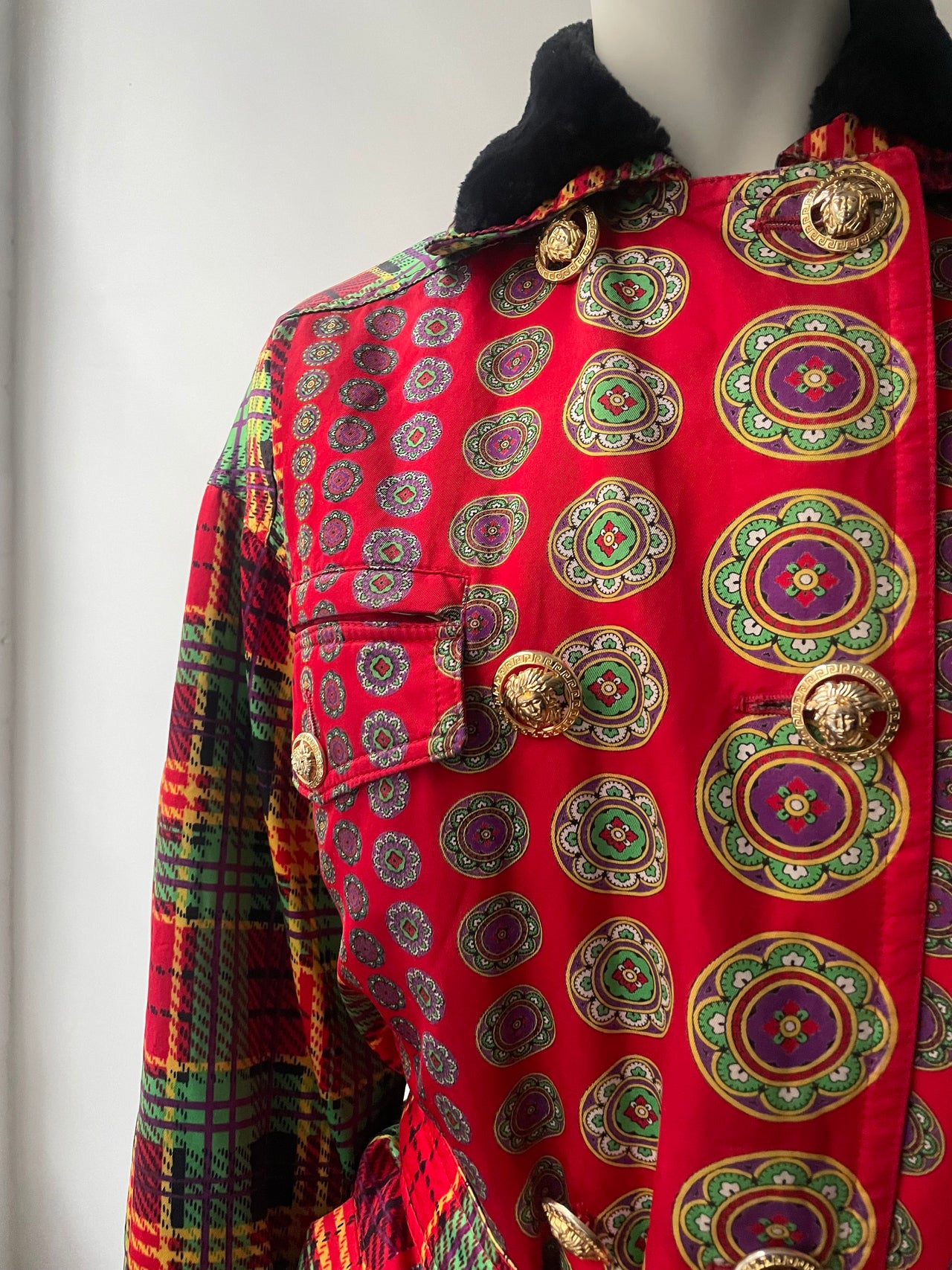 1990’s vintage Versace multi-print coat jacket