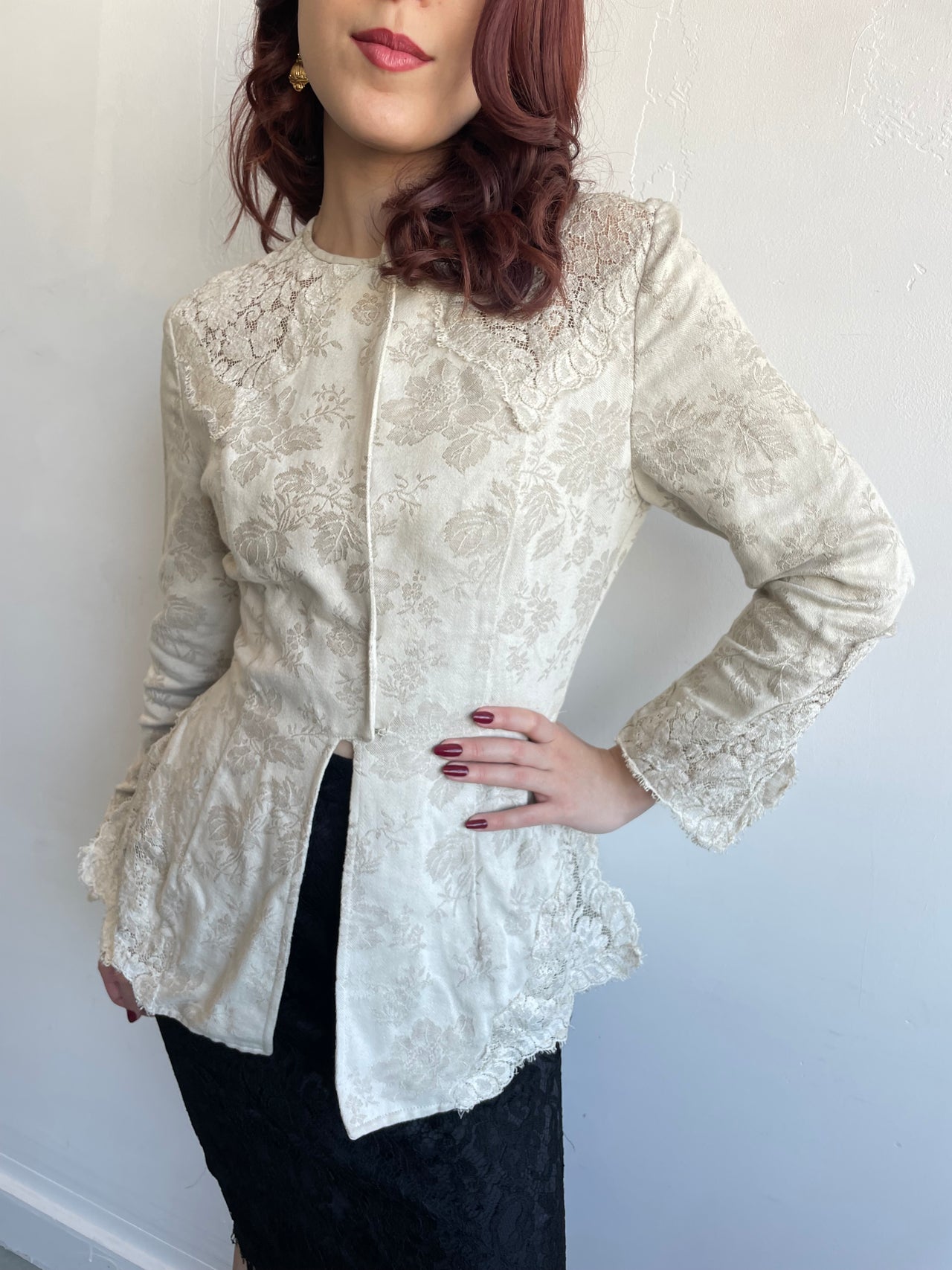 Valentino vintage lace-detailed peplum jacket