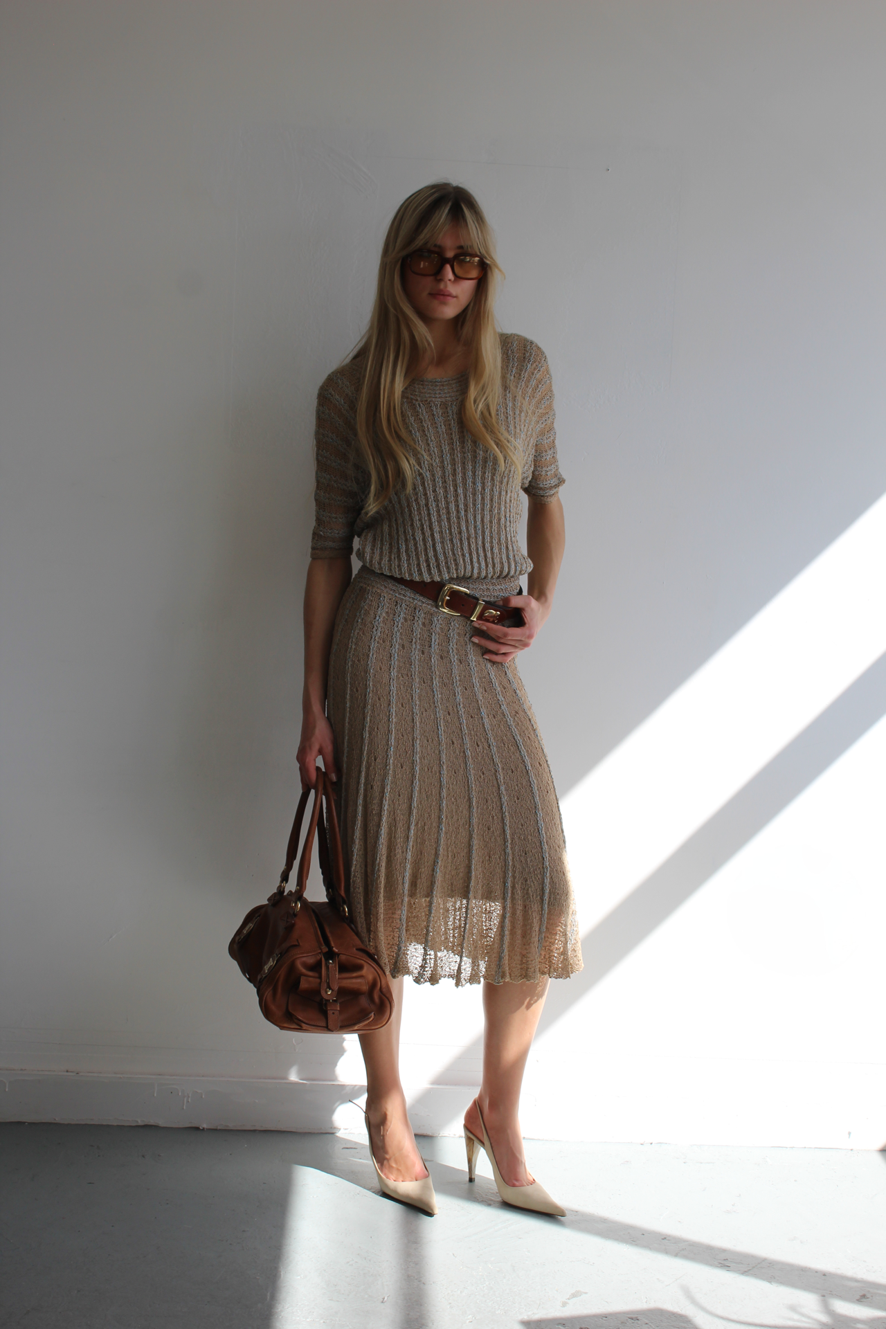 Vintage knitted summer semi-sheer dress
