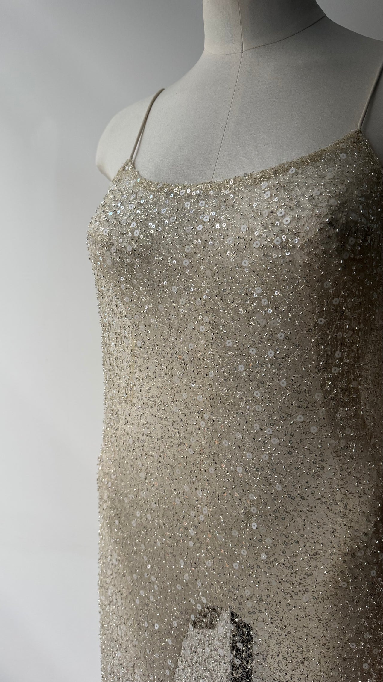 Sequin sheer layer strap dress