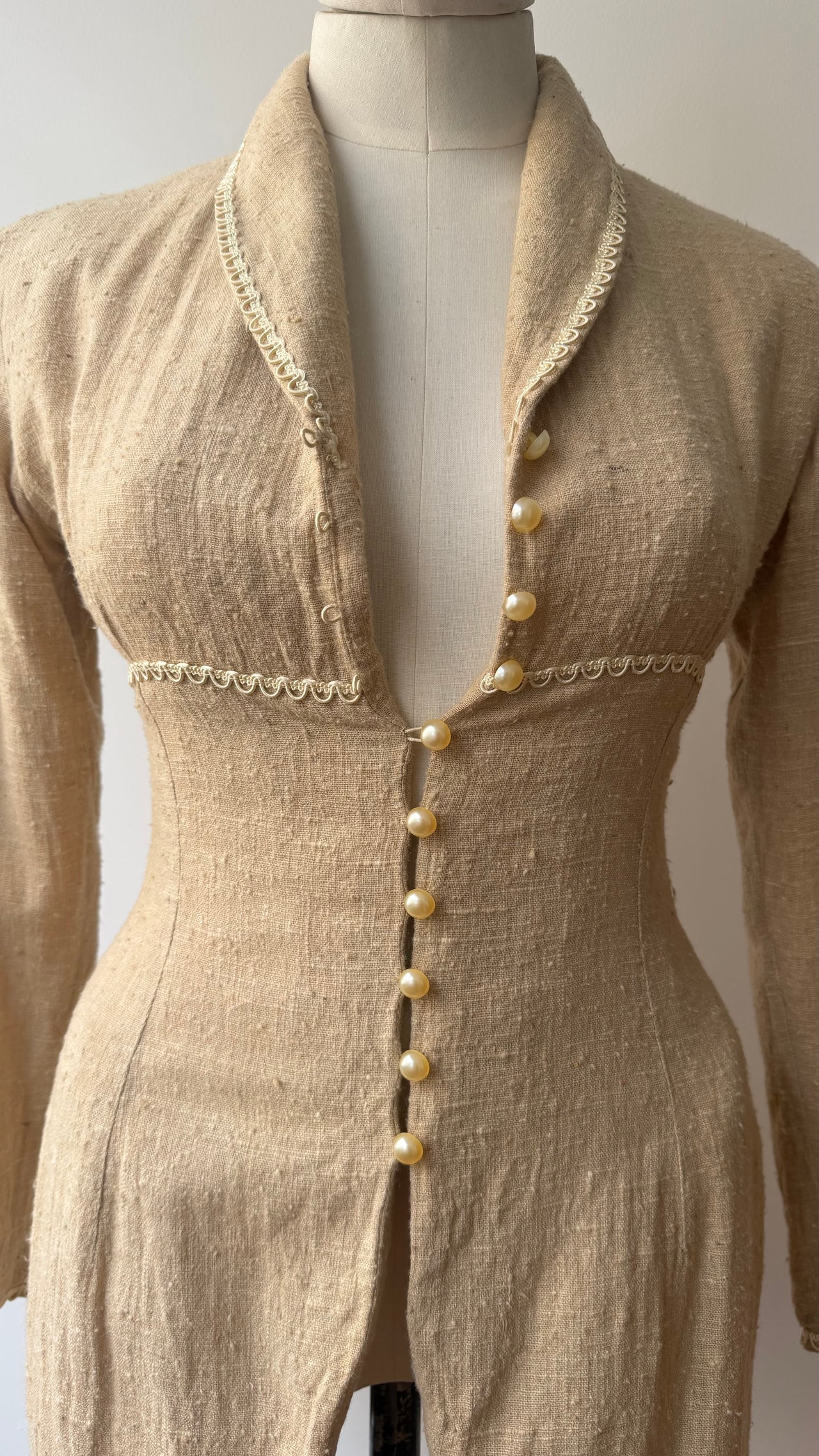 Edwardian style inspired handmade slim-fit long line jacket XS