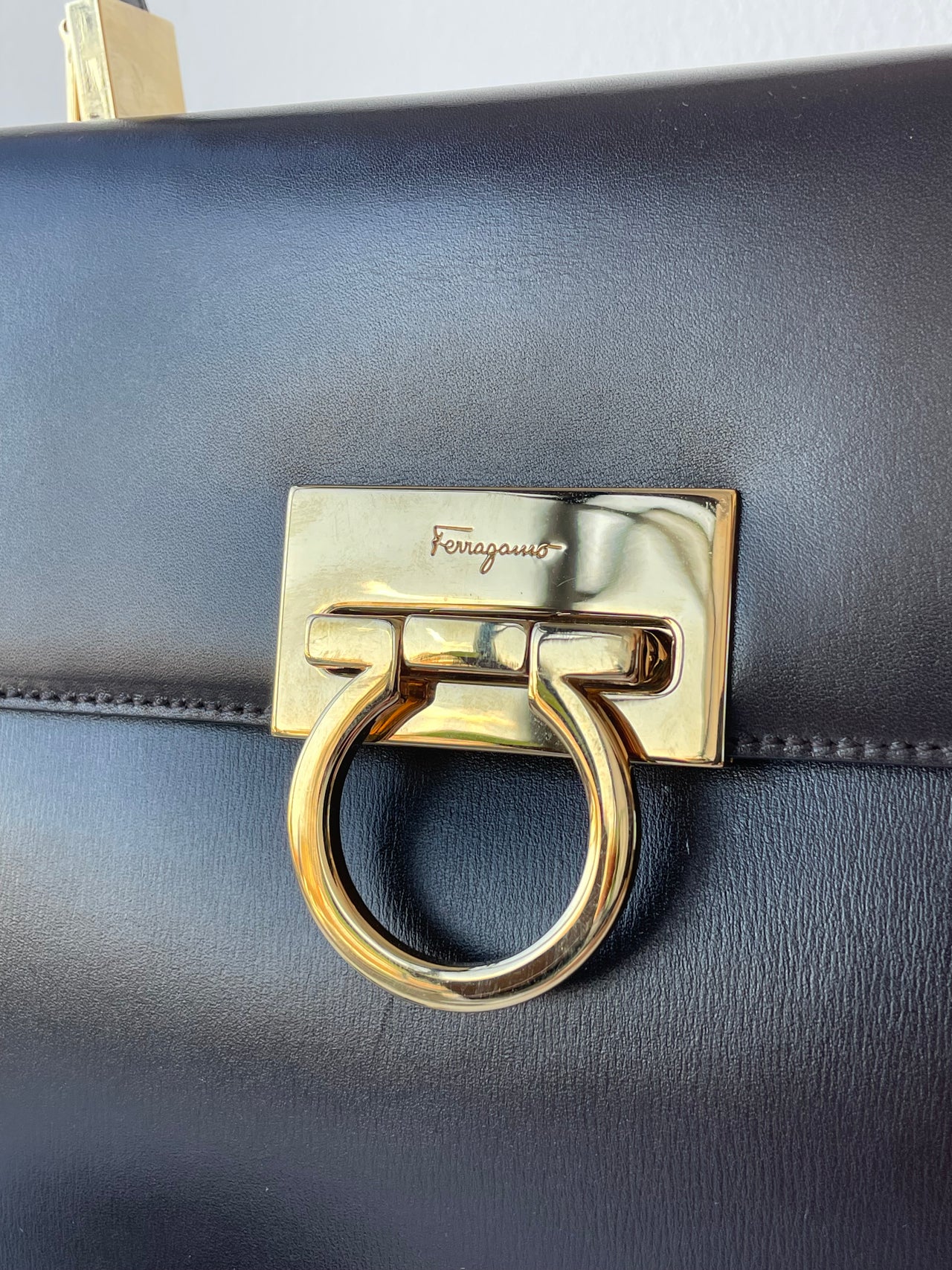 Salvatore Ferragamo Iconic Top-Handle brown leather handbag