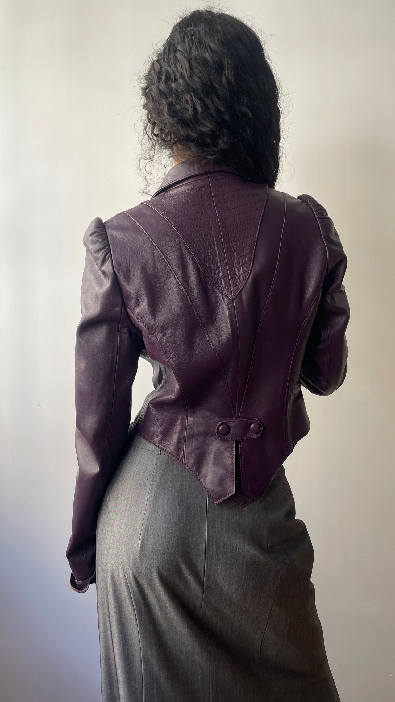 Temperley London deep purple gothic style leather jacket