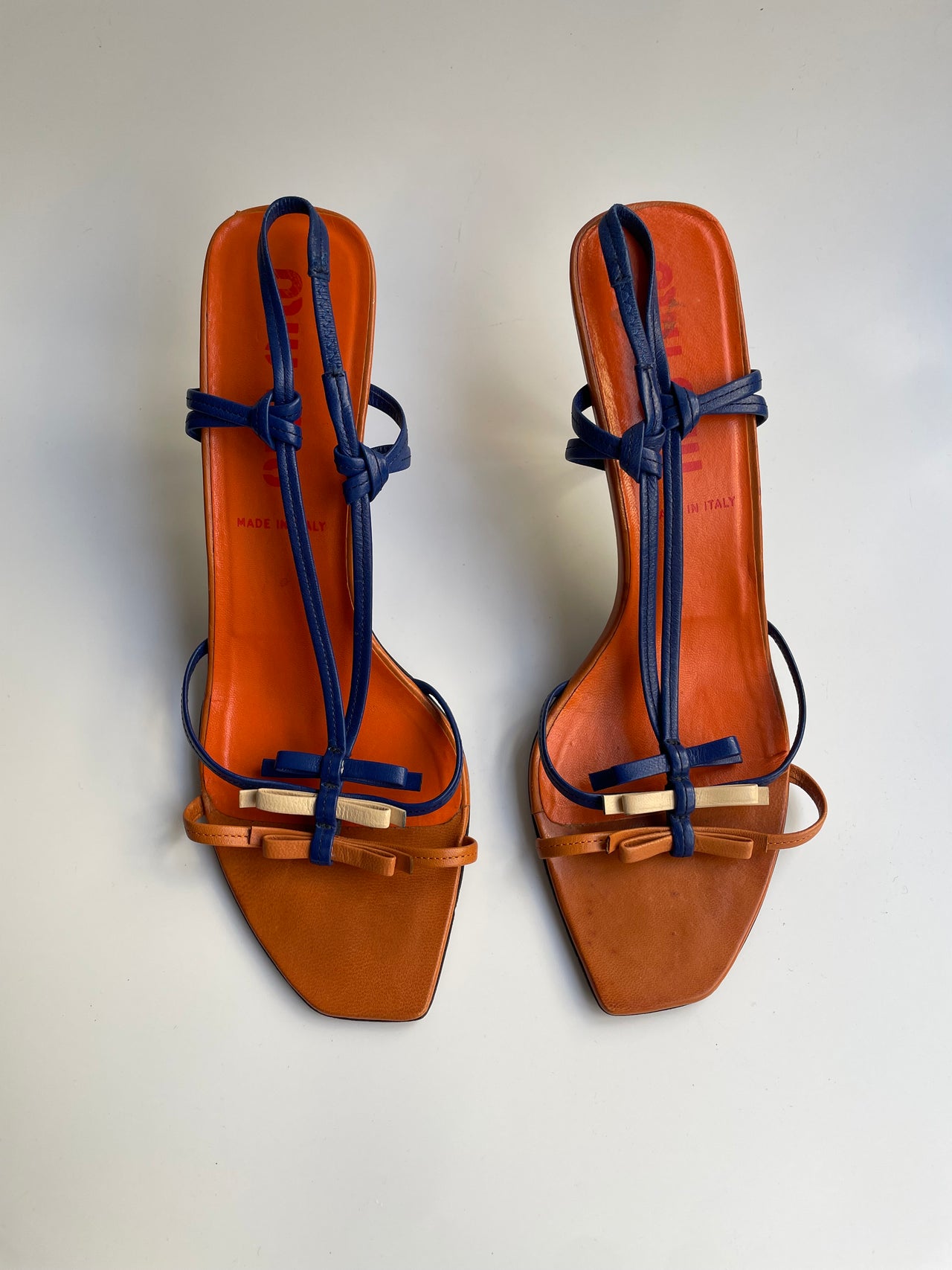Miu Miu vintage orange strap slingback courts 40.5 IT