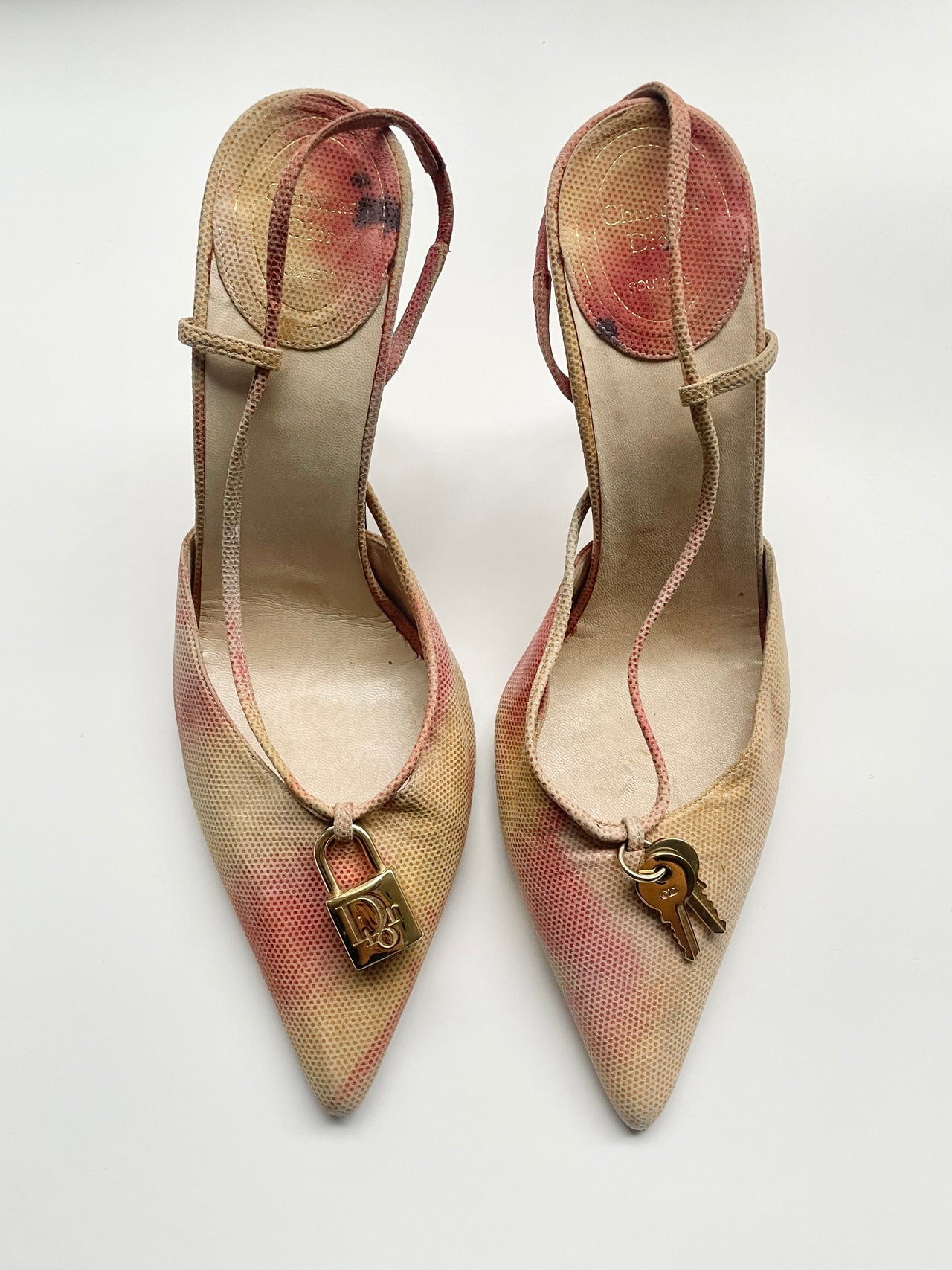 Dior vintage padlock slingback courts Galliano era