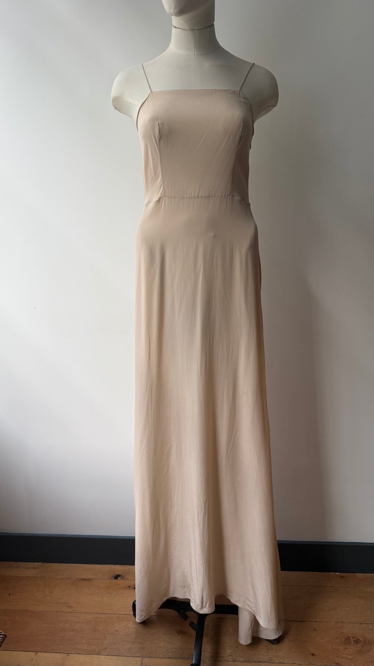 Prada silk chiffon maxi nude under layer dress