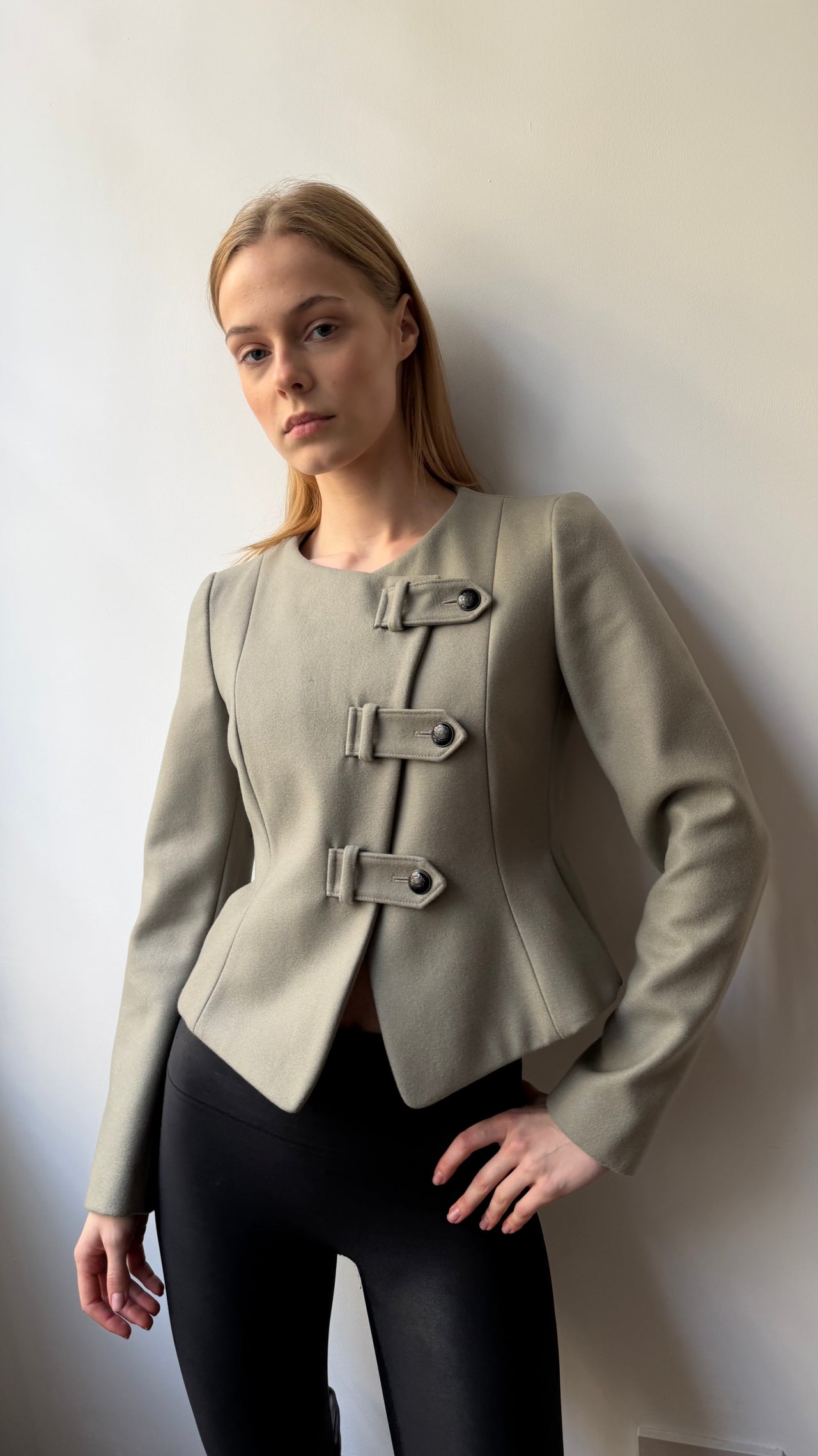 Emporio Armani wool asymmetrical closure wool jacket XS-S