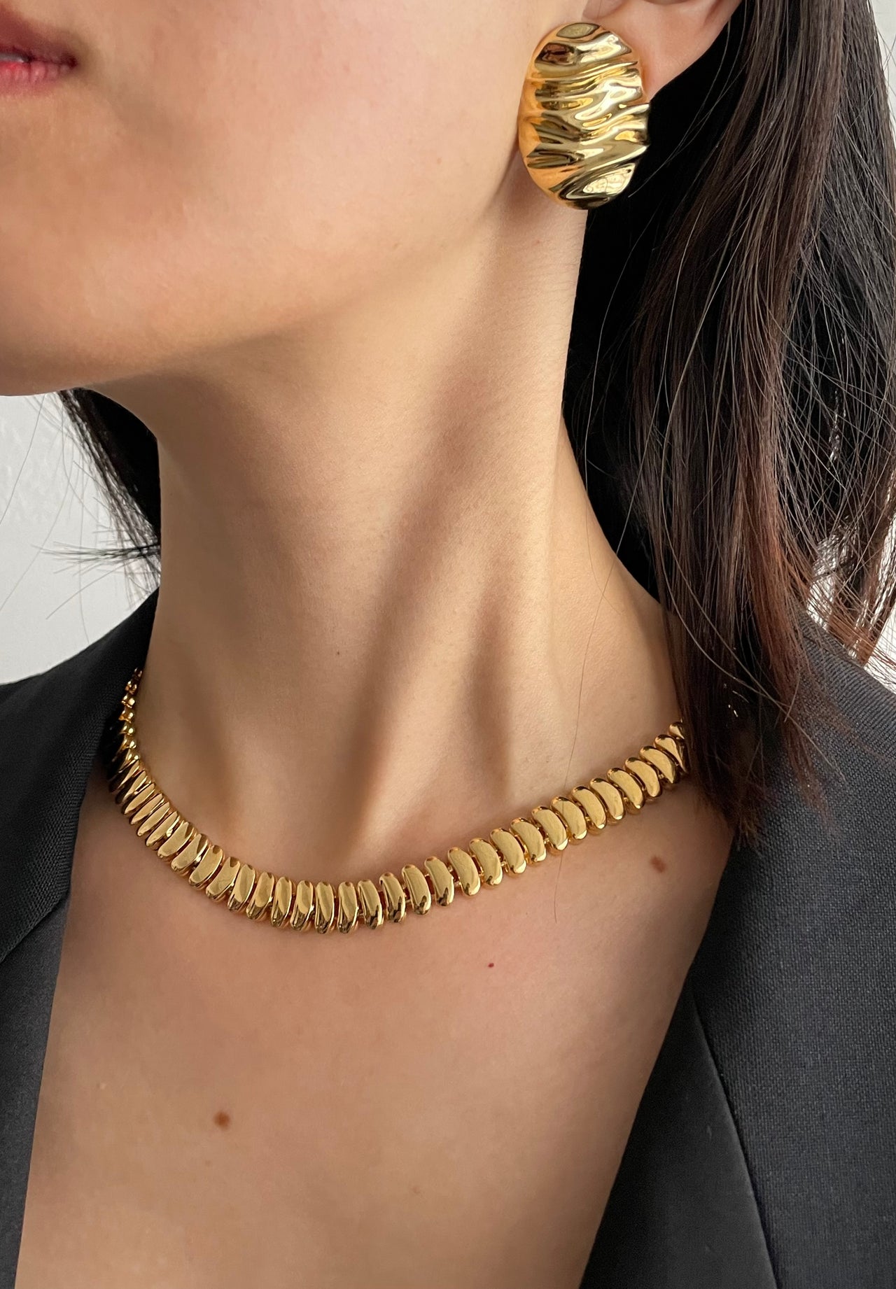 D’Orlan flooded link chain choker necklace gold tone 1980’s vintage