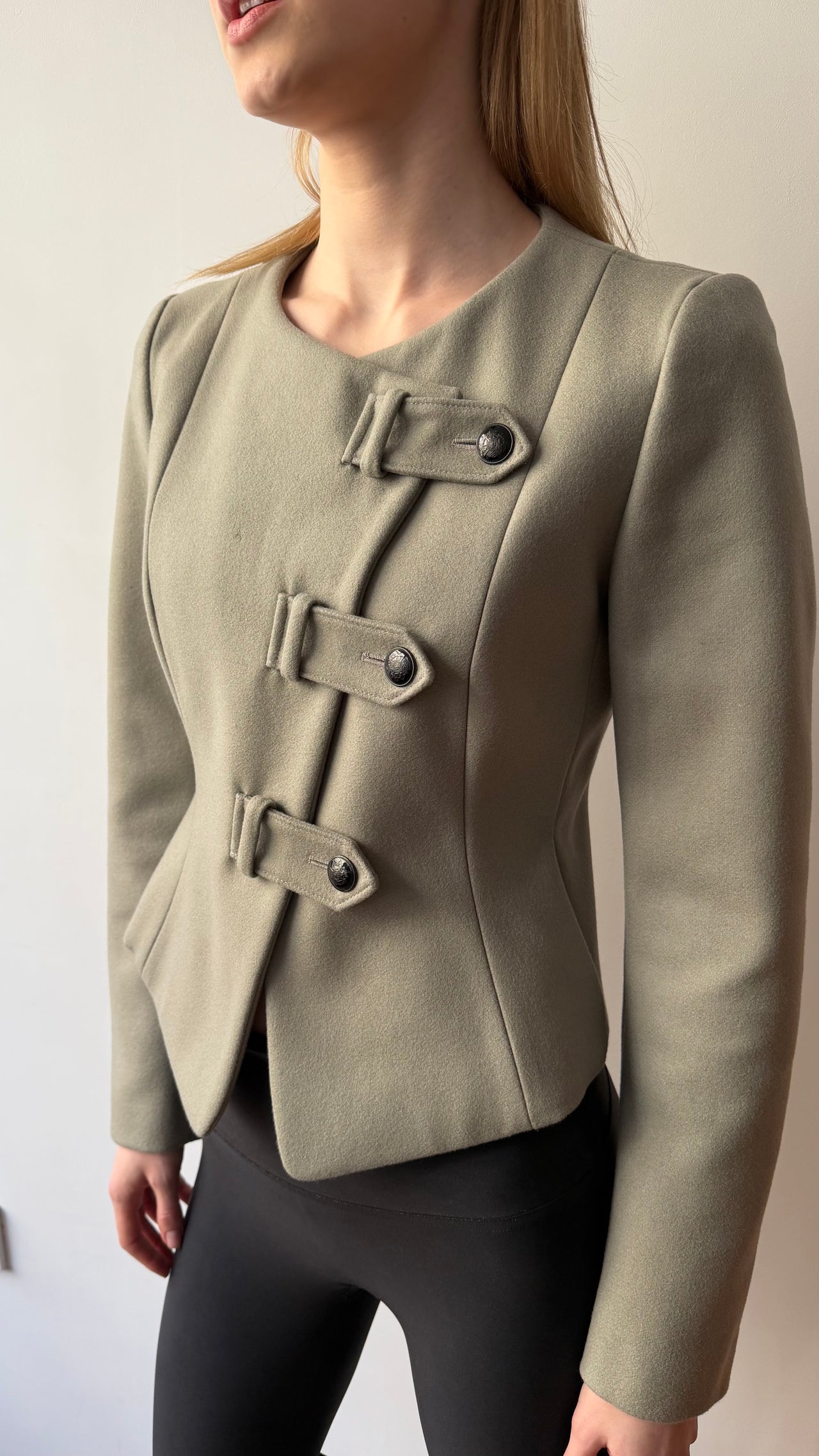 Emporio Armani wool asymmetrical closure wool jacket XS-S