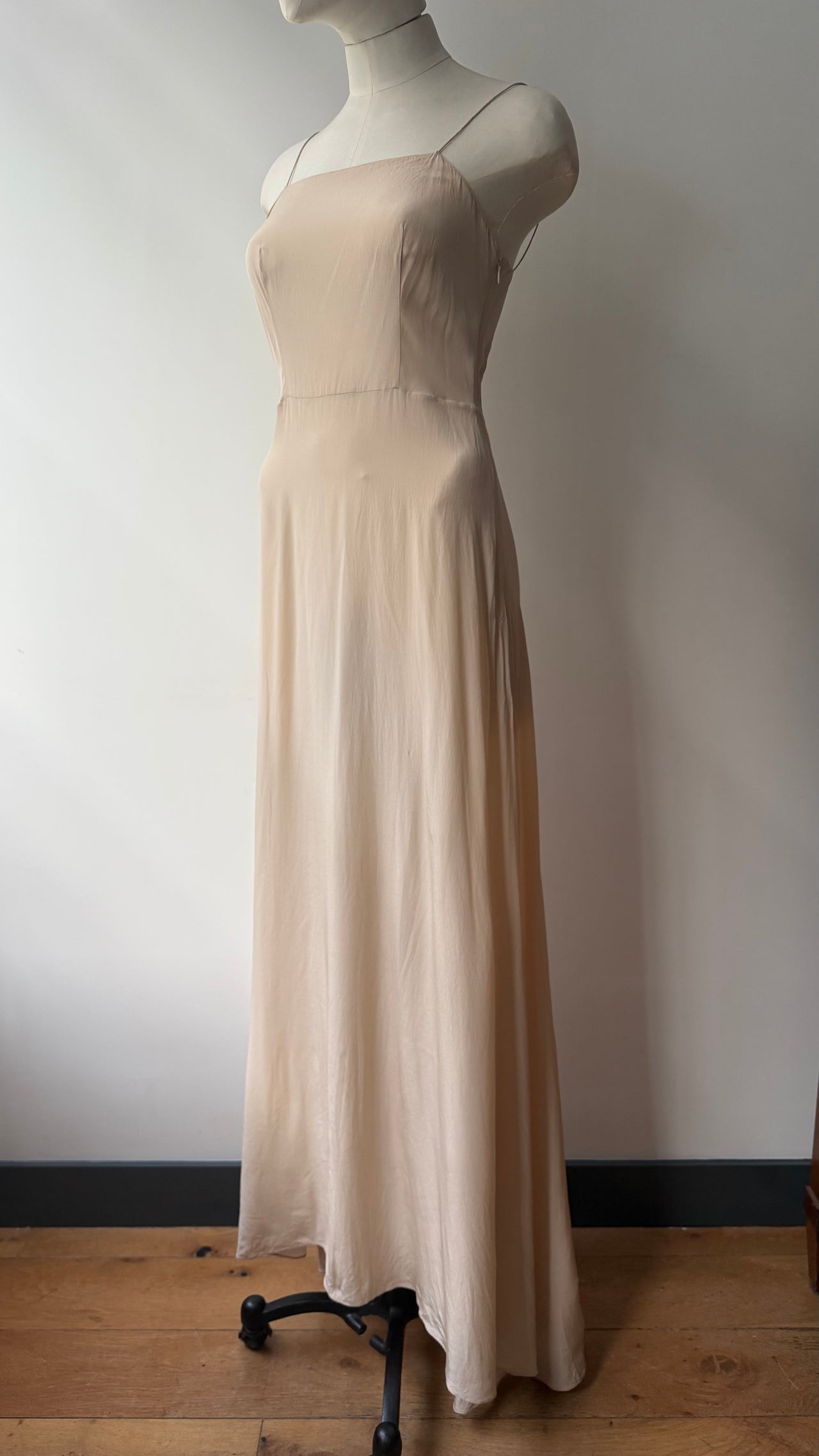 Prada silk chiffon maxi nude under layer dress