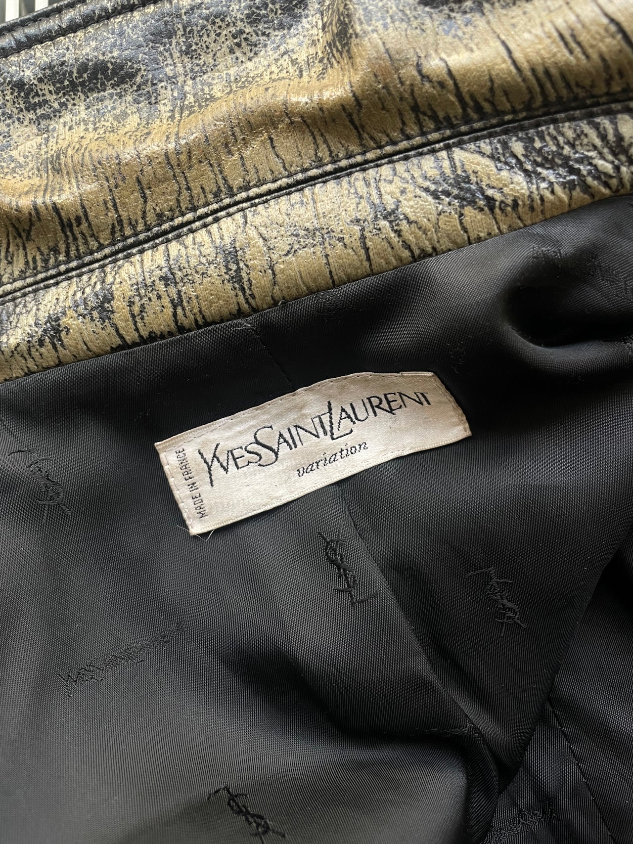 Yves Saint Laurent 1990’s vintage distressed effect double breasted leather jacket