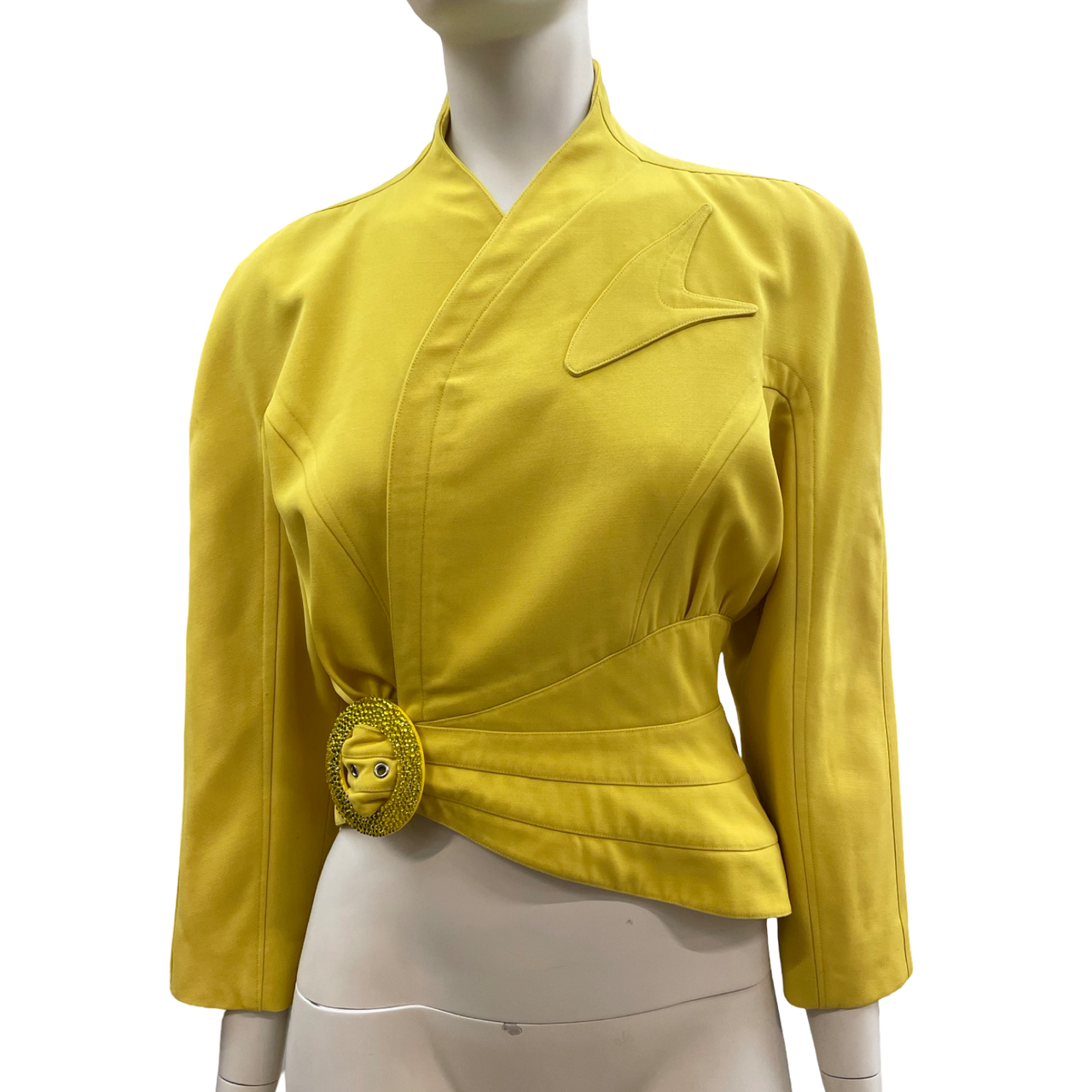 Thierry Mugler 80’s iconic asymmetrical bright yellow jacket