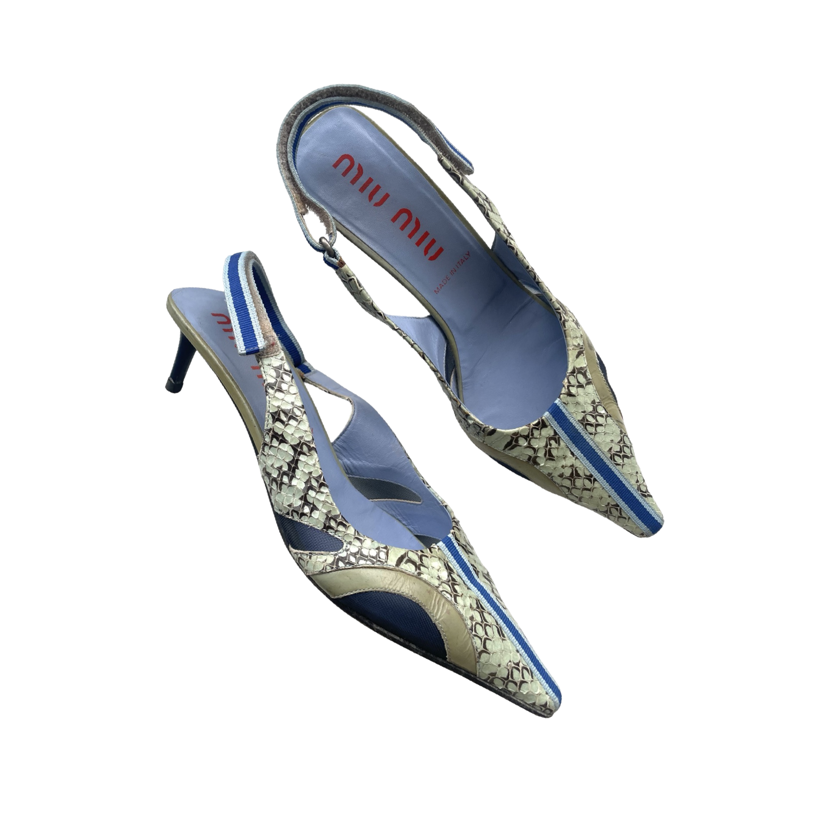 Miu Miu SS2000 snakeskin slingback courts 38.5 IT - Lanabu Miu Miu SS2000 snakeskin slingback courts 38.5 IT - Lanabu