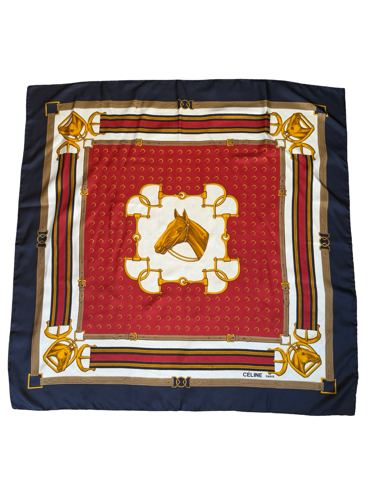 Celine vintage equestrian silk scarf