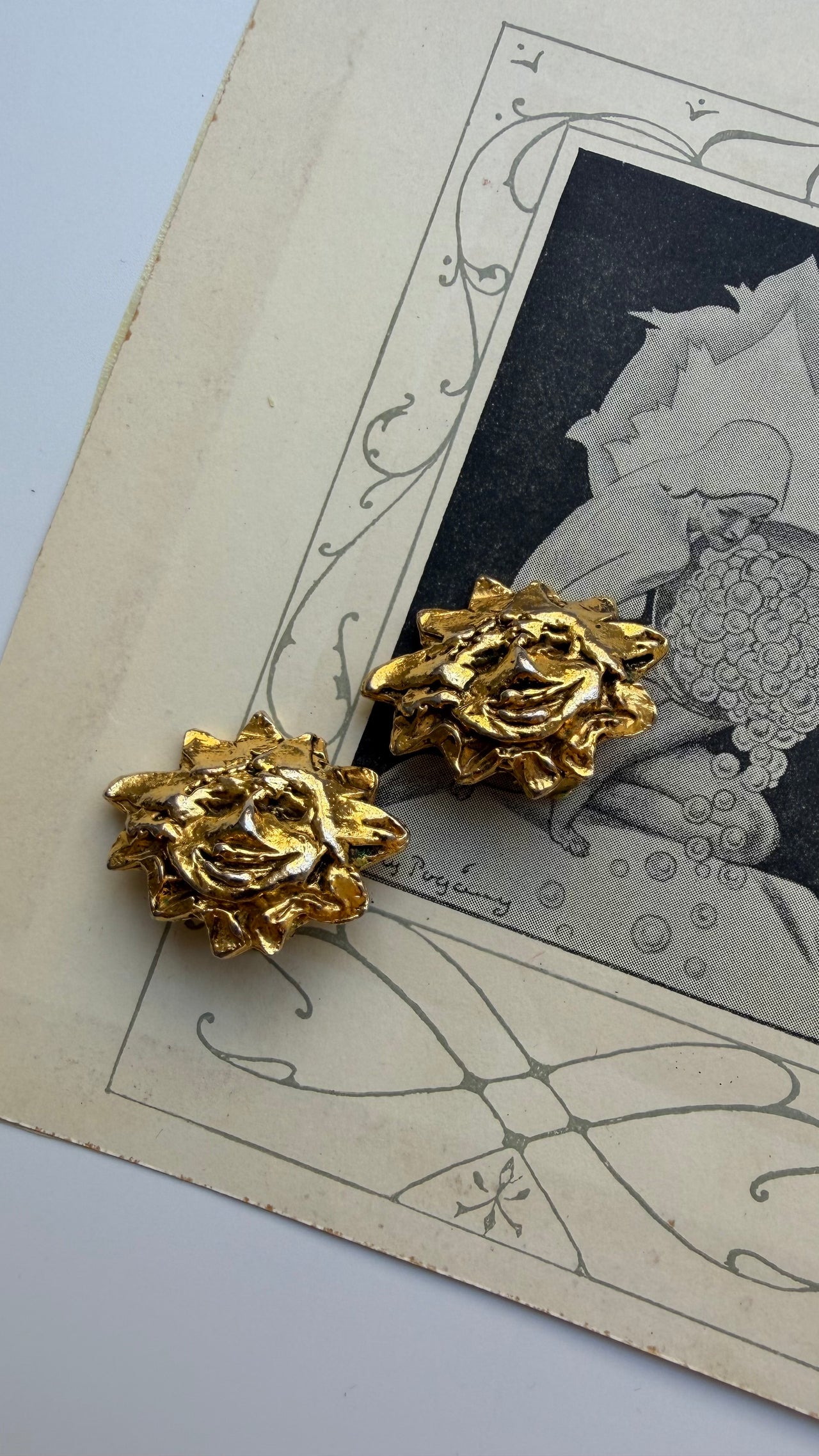 Hermès vintage sun motif clip-on earrings