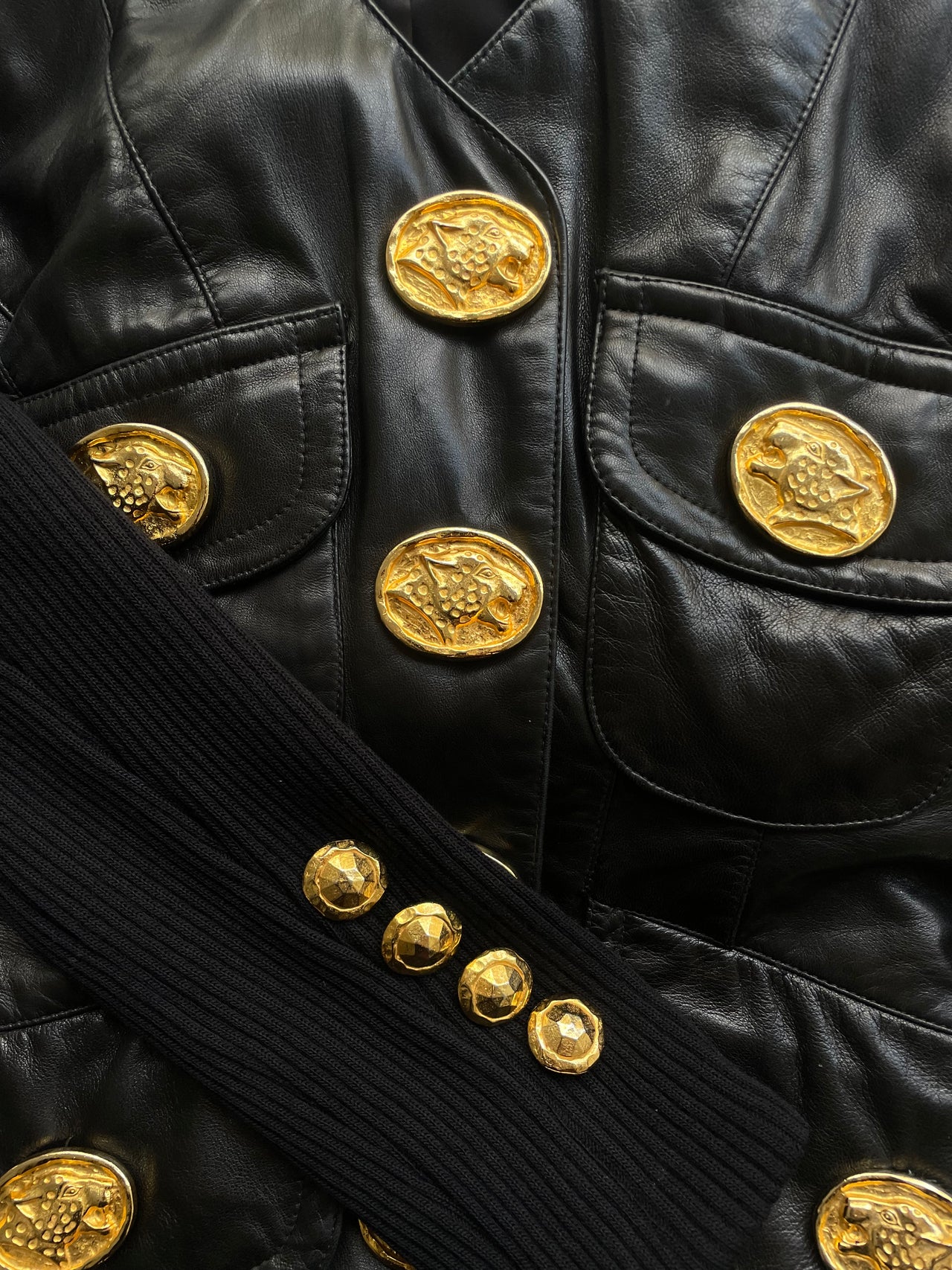 Gemma Kahng statement leather jacket cardigan