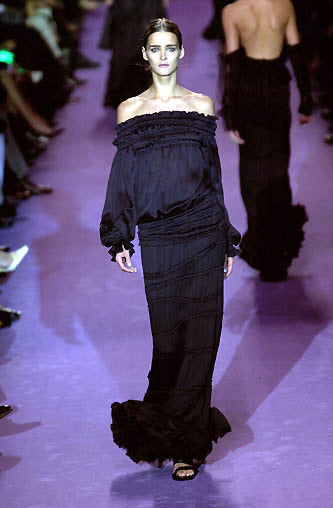 Yves Saint Laurent FW2001 Runaway Silk Maxi Ruffle Skirt