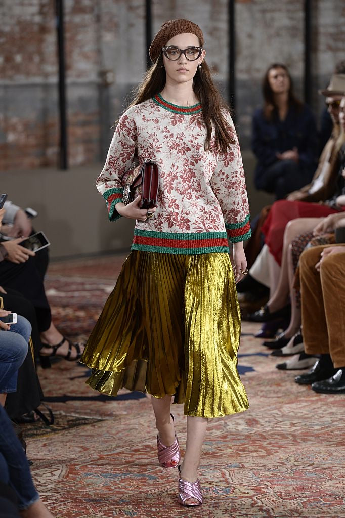 Gucci 2016 Resort Runaway Golden Pleated Skirt