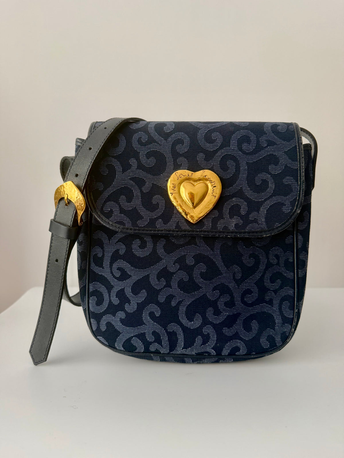 Yves Saint Laurent navy canvas cross-body bag