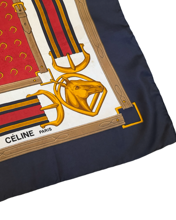 Celine vintage equestrian silk scarf