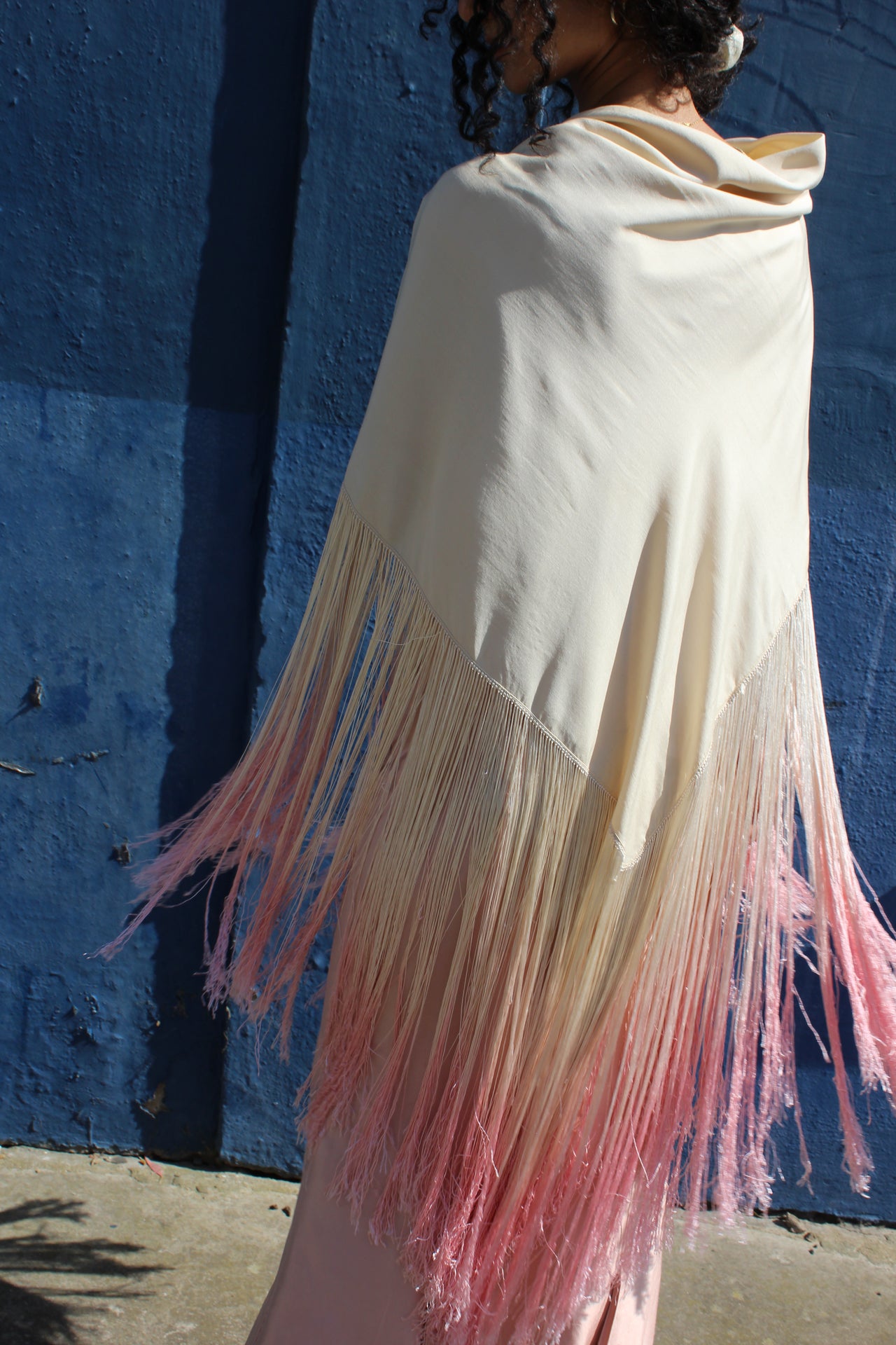 1920’s fringed ombre silk shawl