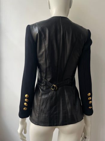 Gemma Kahng statement leather jacket cardigan