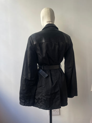 Prada A/W 1994 nylon & leather belted trench coat