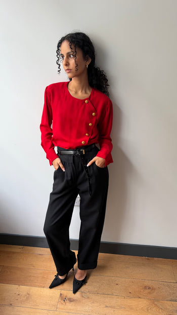 1980’s YSL vintage asymmetrical button blouse