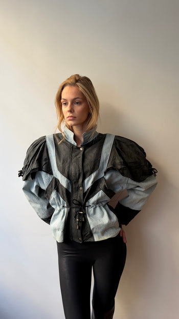 1980’s Italian vintage denim & leather statement jacket
