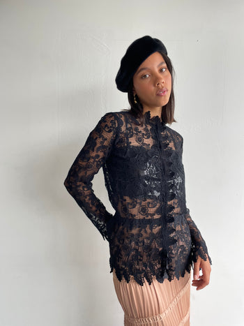 Giorgio Armani black crochet blouse