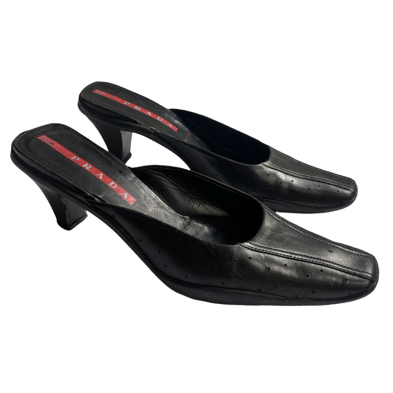 Prada Sport black leather mules 37.5 IT