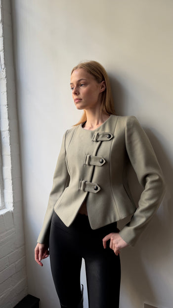 Emporio Armani wool asymmetrical closure wool jacket XS-S