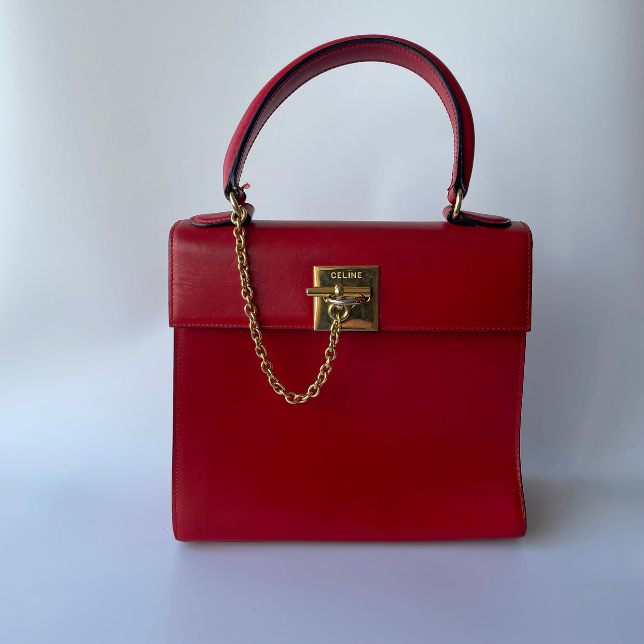 Celine vintage Top-Handle Bright Red Handbag