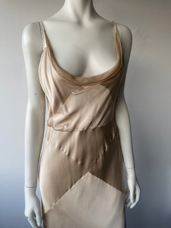 Prada pure silk beige satin slip dress 44 IT