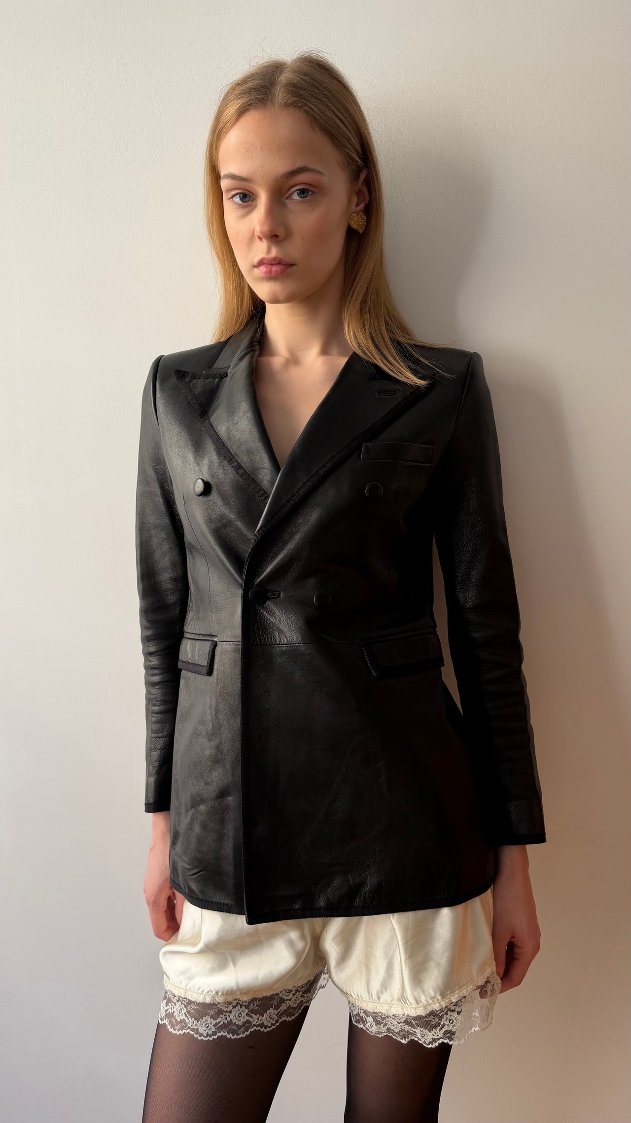Yves Saint Laurent FW 2018 runway leather blazer