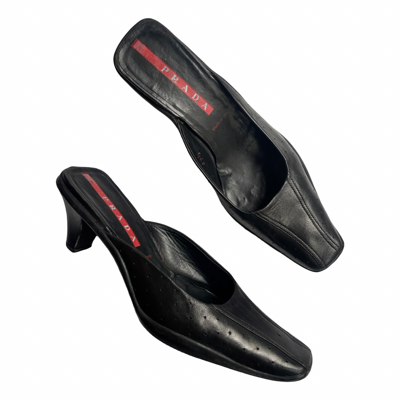 Prada Sport black leather mules 37.5 IT