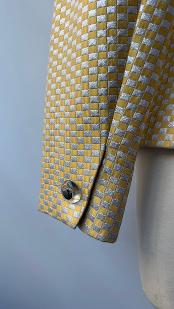 Yves Saint Laurent silver and yellow lame jacquard vintage blazer