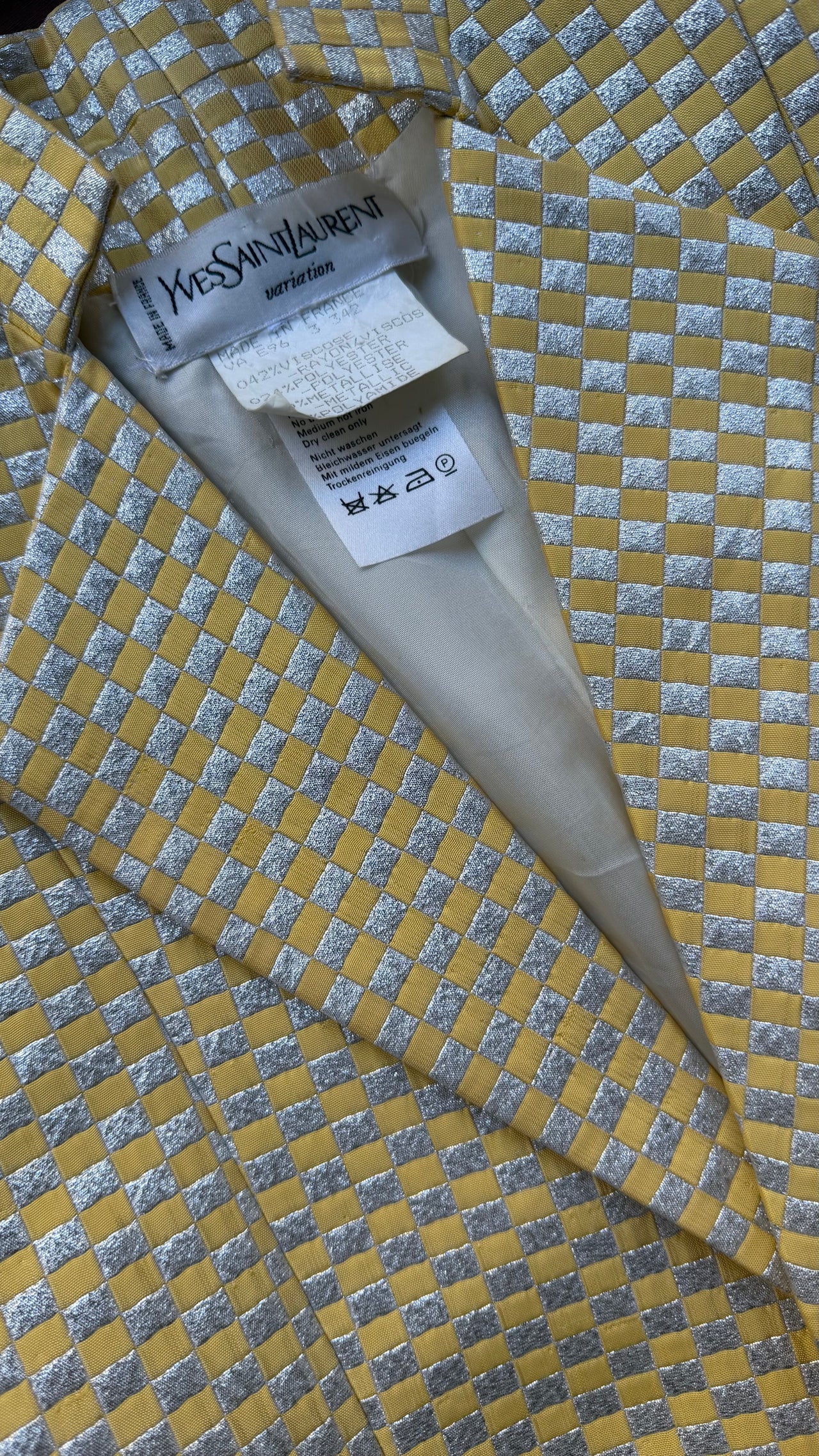 Yves Saint Laurent silver and yellow lame vintage blazer