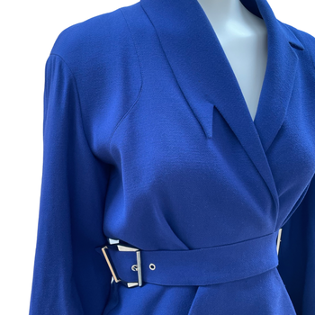 Thierry Mugler 80’s double-buckled bright purple skirt suit XS